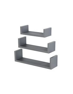 Core Products Set of 3 floating "U" shape wall shelf kit - matt grey, HD6GR