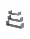 Core Products Set of 3 floating "U" shape wall shelf kit - matt grey, HD6GR