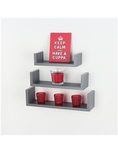 Core Products Set of 3 floating "U" shape wall shelf kit - matt grey, HD6GR 2