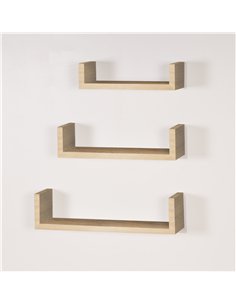 Core Products Set of 3 floating "U" shape wall shelf kit - oak, HD6OK