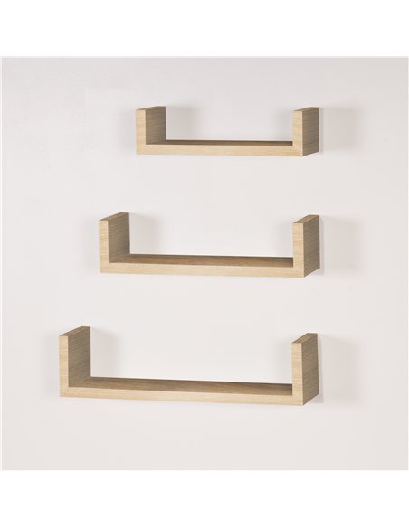 Core Products Set of 3 floating "U" shape wall shelf kit - oak, HD6OK - pic 115788 | FastDaddyshop