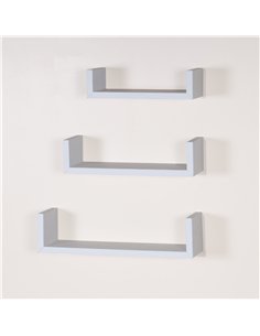 Core Products Set of 3 floating "U" shape wall shelf kit - matt white, HD6WH