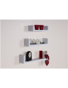 Core Products Set of 3 floating "U" shape wall shelf kit - matt white, HD6WH 2