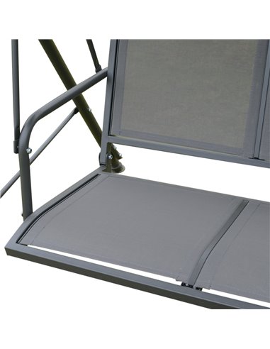 Outsunny 3 Seater Swing Chair Garden Swing Seat Outdoor Hammock w/ Canopy Steel Frame - Grey