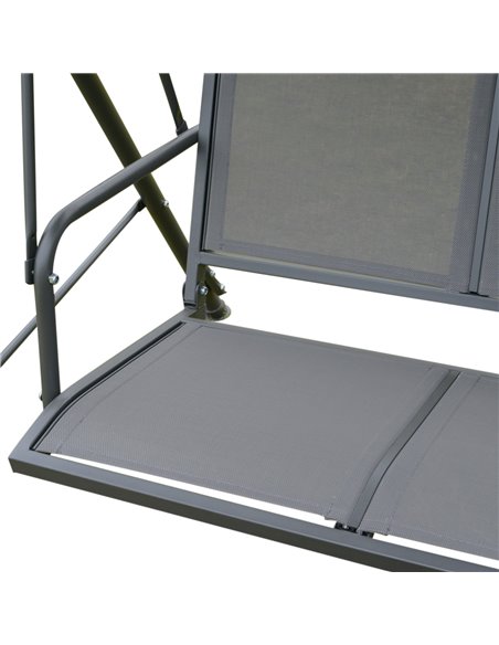 Outsunny 3 Seater Swing Chair Garden Swing Seat Outdoor Hammock w/ Canopy Steel Frame - Grey - pic 11583 | FastDaddyshop