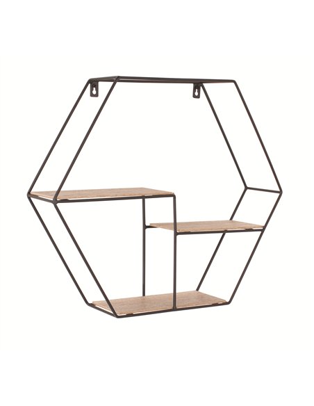 Core Products hexagonal display wall shelf - black metal and wood effect, LF102 - pic 115865 | FastDaddyshop