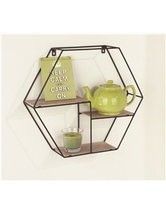 Core Products hexagonal display wall shelf - black metal and wood effect, LF102 2