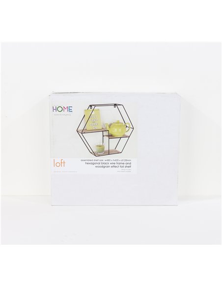 Core Products hexagonal display wall shelf - black metal and wood effect, LF102 - pic 115867 | FastDaddyshop
