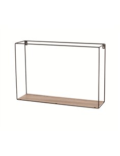 Core Products rectangular display wall shelf - black metal and wood effect, LF103