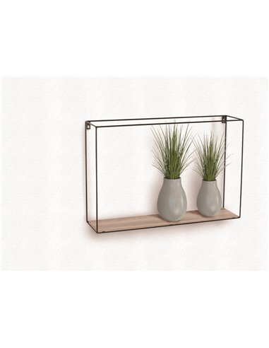 Core Products rectangular display wall shelf - black metal and wood effect, LF103