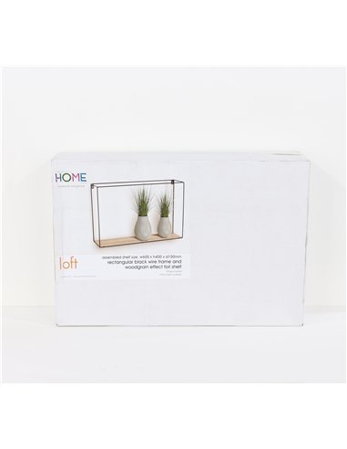 Core Products rectangular display wall shelf - black metal and wood effect, LF103