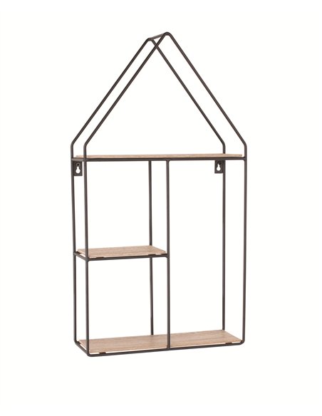 Core Products house shape display wall shelf - black metal and wood effect, LF105 - pic 115875 | FastDaddyshop