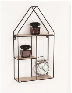 Core Products house shape display wall shelf - black metal and wood effect, LF105 2