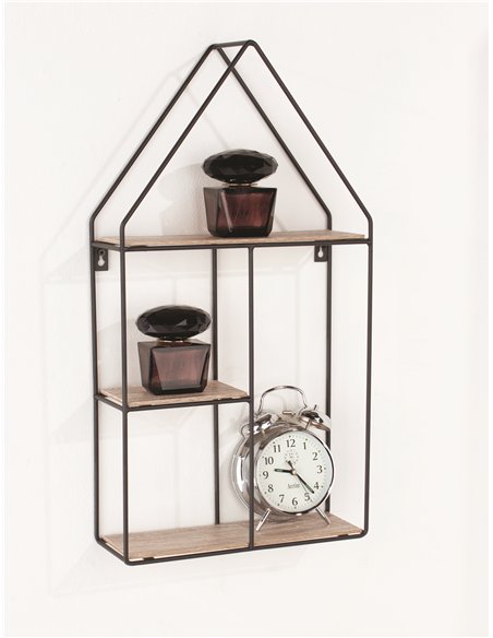 Core Products house shape display wall shelf - black metal and wood effect, LF105 - pic 115876 | FastDaddyshop