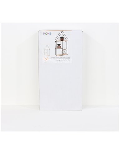 Core Products house shape display wall shelf - black metal and wood effect, LF105