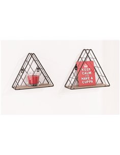 Core Products triangle set of 2 display shelf set - black metal and wood effect, LF106 2