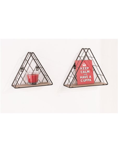 Core Products triangle set of 2 display shelf set - black metal and wood effect, LF106 - pic 115880 | FastDaddyshop