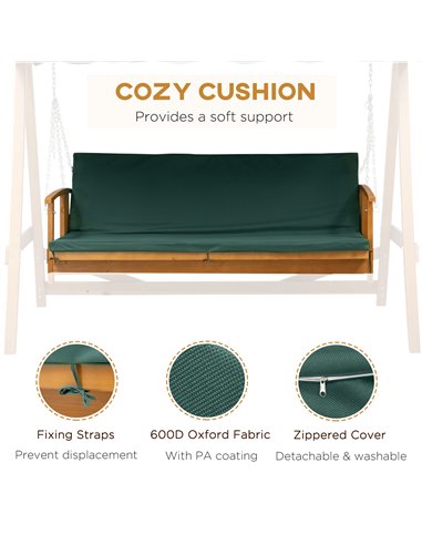 Outsunny Wooden Garden 3-Seater Outdoor Swing Chair 