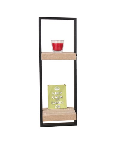 Core Products framed double floating shelf kit - oak effect shelf with black frame, NV250-2