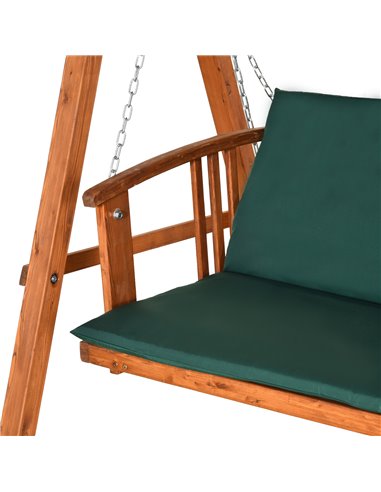 Outsunny Wooden Garden 3-Seater Outdoor Swing Chair 