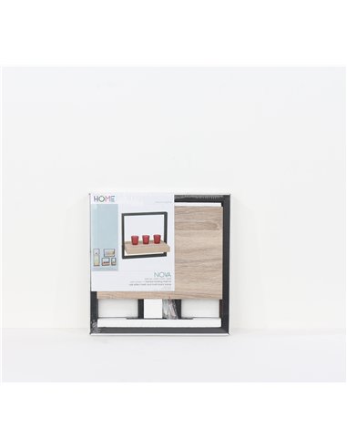 Core Products framed floating shelf kit - oak effect shelf with black frame, NV350