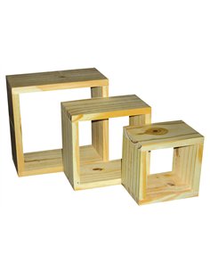 Core Products set of three wall cubes - natural wood, PC1