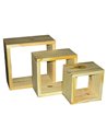 Core Products set of three wall cubes - natural wood, PC1