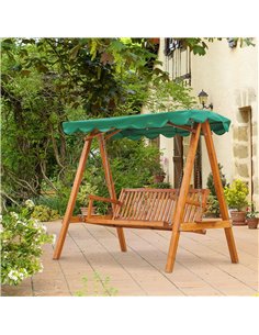 Outsunny 3-Seater Wooden Garden Swing Chair, Green 2