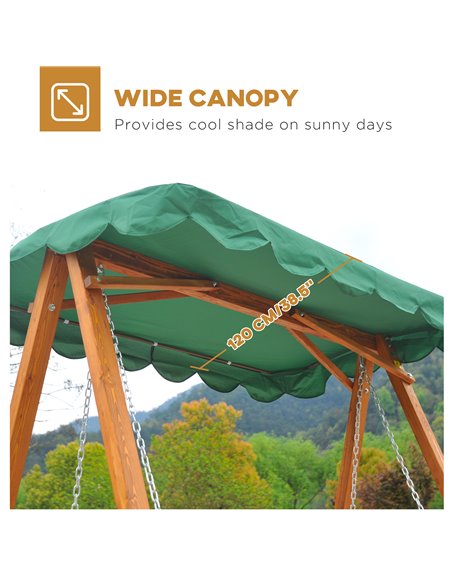 Outsunny 3-Seater Wooden Garden Swing Chair Seat Bench, Green - pic 11603 | FastDaddyshop