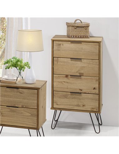 Core Products Augusta Pine 4 drawer narrow chest of drawers, AG517