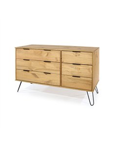 Core Products Augusta Pine 3+3 drawer wide chest of drawers , AG533