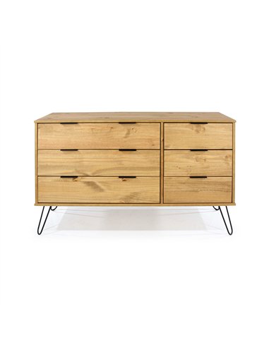 Core Products Augusta Pine 3+3 drawer wide chest of drawers , AG533
