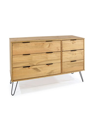 Core Products Augusta Pine 3+3 drawer wide chest of drawers , AG533