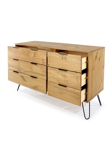 Core Products Augusta Pine 3+3 drawer wide chest of drawers , AG533