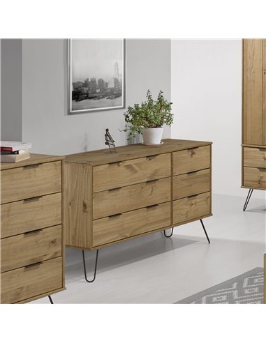 Core Products Augusta Pine 3+3 drawer wide chest of drawers , AG533