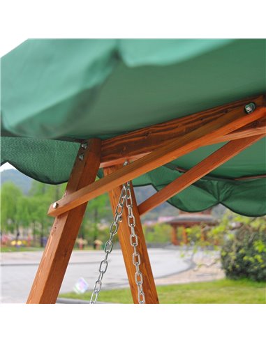 Outsunny 3-Seater Wooden Garden Swing Chair Seat Bench, Green