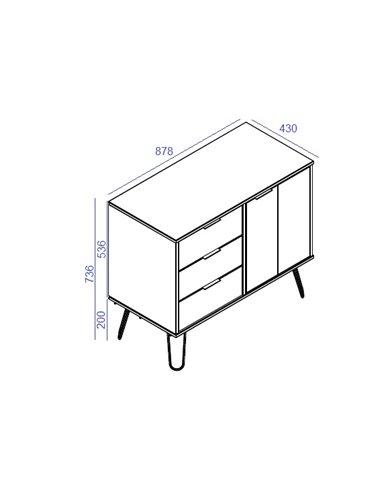 Core Products Augusta Pine small sideboard with 1 door, 3 drawers, AG915