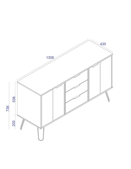 Core Products Augusta Pine medium sideboard with 2 doors, 3 drawers, AG916 - pic 116105 | FastDaddyshop