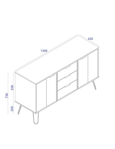 Core Products Augusta Driftwood medium sideboard with 2 doors, 3 drawers, AGD916