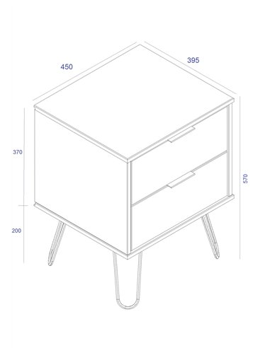 Core Products Augusta Grey 2 drawer bedside cabinet, AGG510