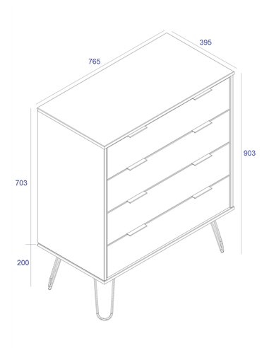 Core Products Augusta Grey 4 drawer chest of drawers, AGG514
