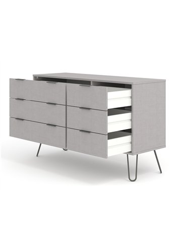 Core Products Augusta Grey 3+3 drawer wide chest of drawers, AGG533