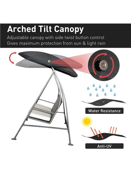 Outsunny 3-Seater Swing Chair New Outdoor Garden Rattan Swinging Hammock Seater Bench Bed Lounger - Black - pic 11621 | FastDaddyshop