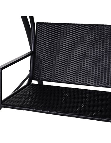 Outsunny 3-Seater Swing Chair New Outdoor Garden Rattan Swinging Hammock Seater Bench Bed Lounger - Black