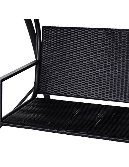 Outsunny 3-Seater Swing Chair New Outdoor Garden Rattan Swinging Hammock Seater Bench Bed Lounger - Black - pic 11624 | FastDaddyshop