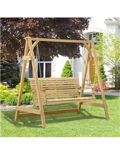 Outsunny 2-Seater Larch Wood Swing Chair Bench 2