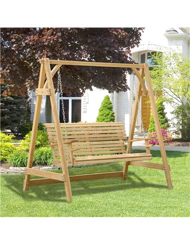Outsunny 2-Seater Larch Wood Swing Chair Bench