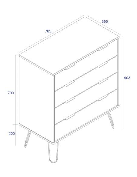 Core Products Augusta White 4 drawer chest of drawers, AGW514 - pic 116257 | FastDaddyshop
