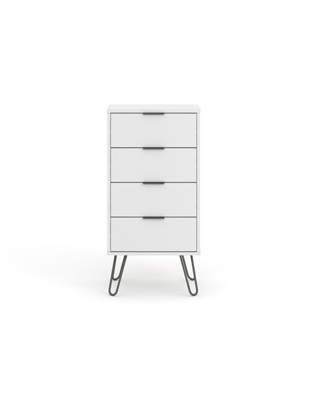 Core Products Augusta White 4 drawer narrow chest of drawers, AGW517 - pic 116259 | FastDaddyshop
