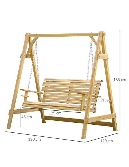 Outsunny 2-Seater Larch Wood Swing Chair Bench - pic 11626 | FastDaddyshop